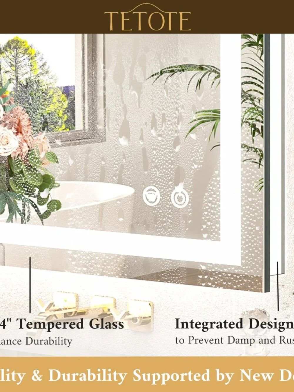 TETOTE LED Bathroom Mirror 24x30 Inch Lighted Vanity Mirror Frontlit Backlit